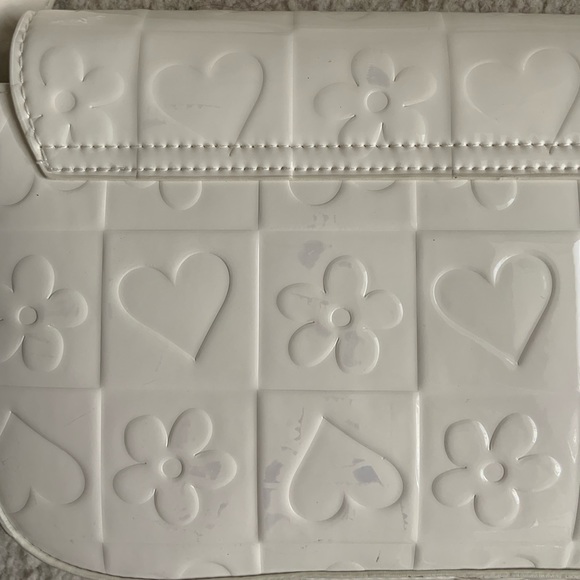 H&M White Patterned Flower Heart Off-White Shoulder Bag - Picture 3 of 9